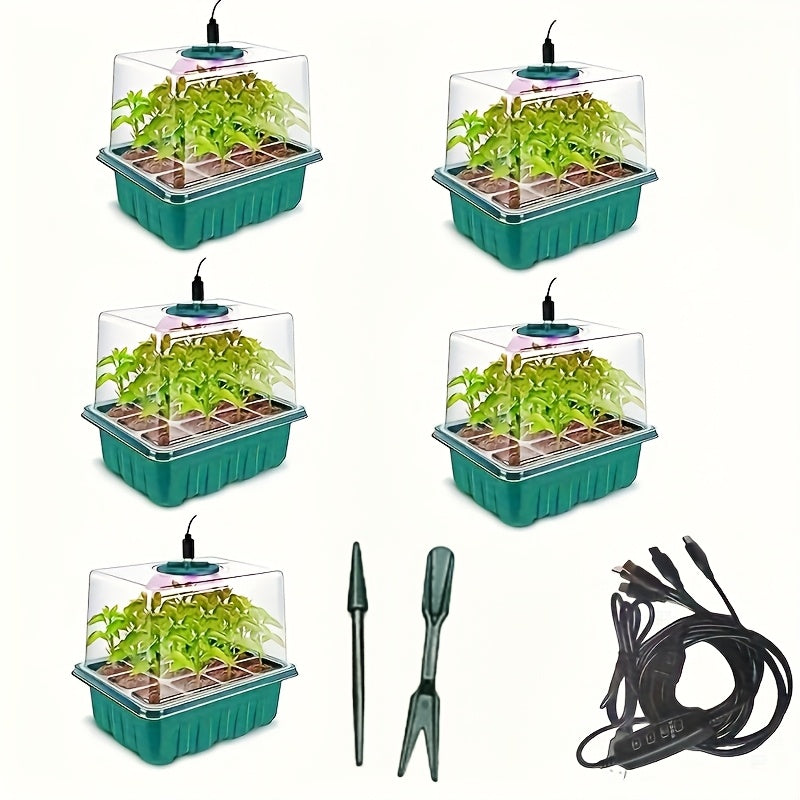 Seed Germination Kit with Growth Tray and LED Grow Light for Indoor Gardening