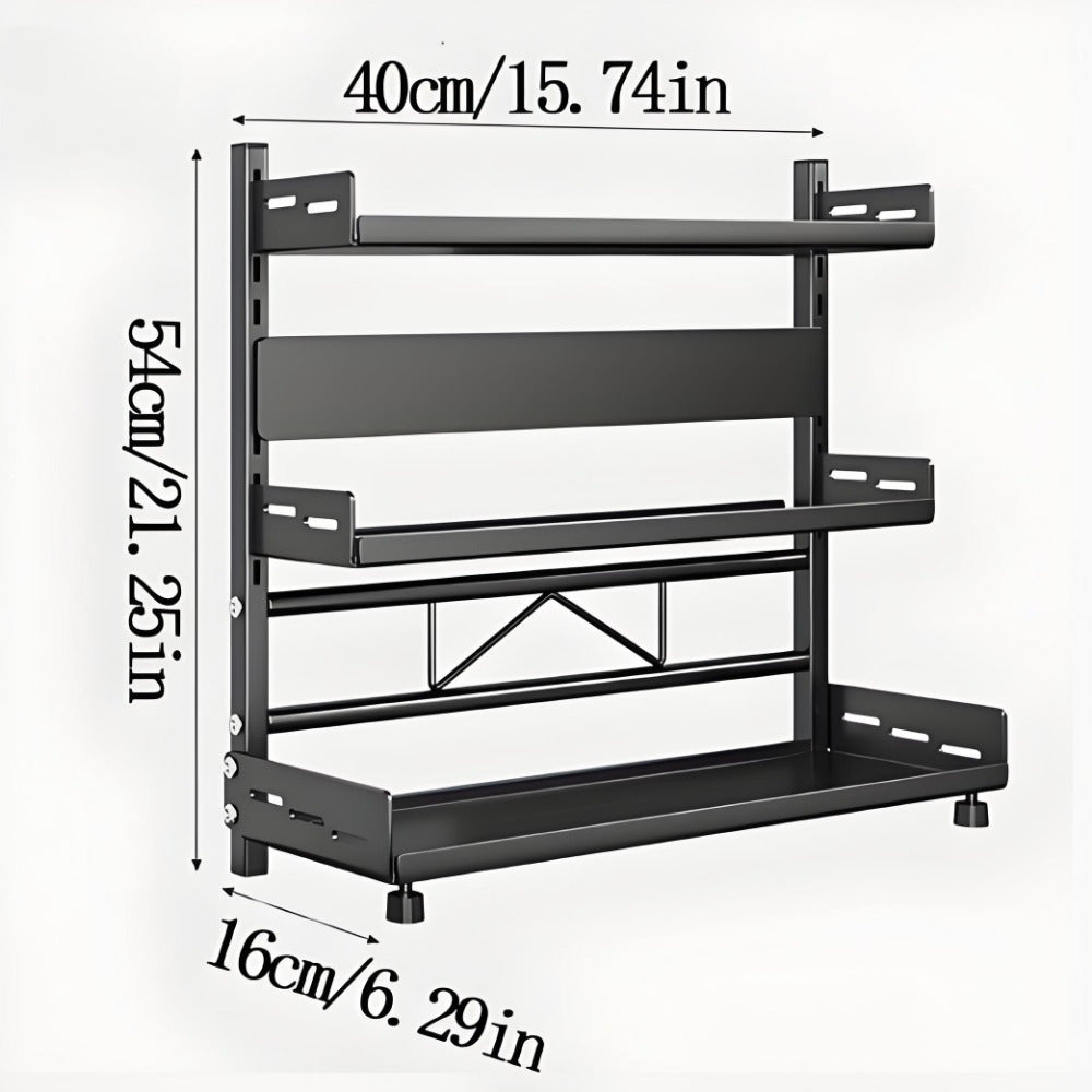 Tiered Metal Spice Rack Organizer for Countertop Storage, Sturdy Kitchen Jars