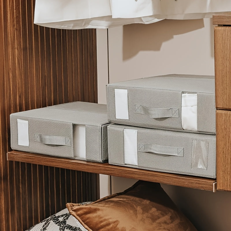 Juego de cuatro cajas de almacenamiento para sábanas de tela no tejida con tapas, organizadores para debajo de la cama y armario