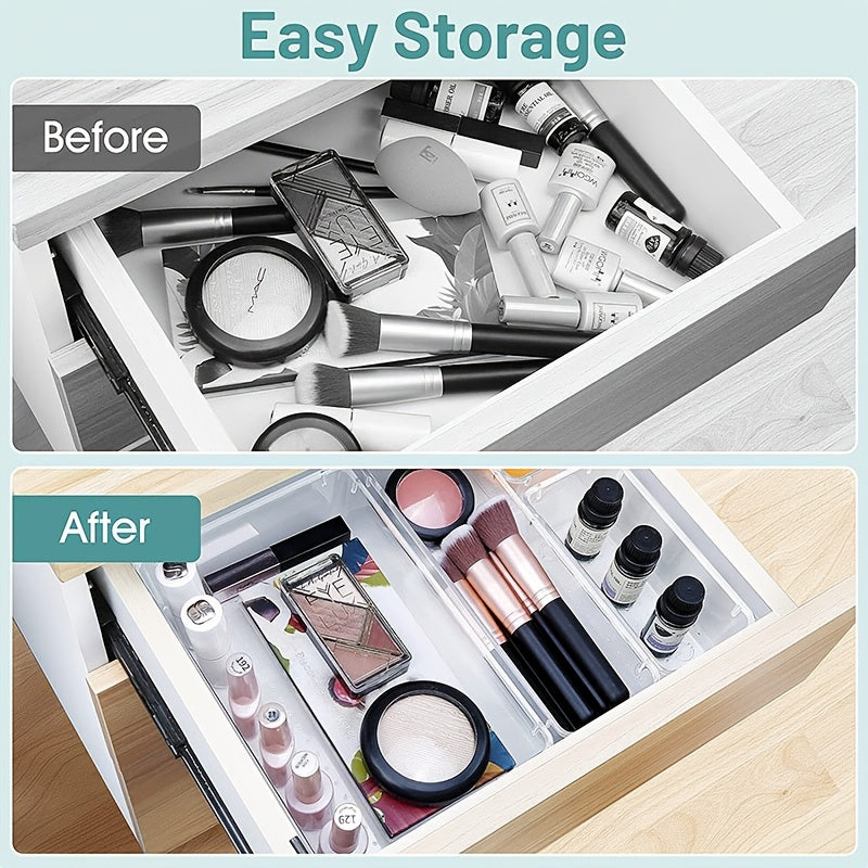 Clear Drawer Storage Box Set with 37 Pieces for Skincare and Makeup Organization