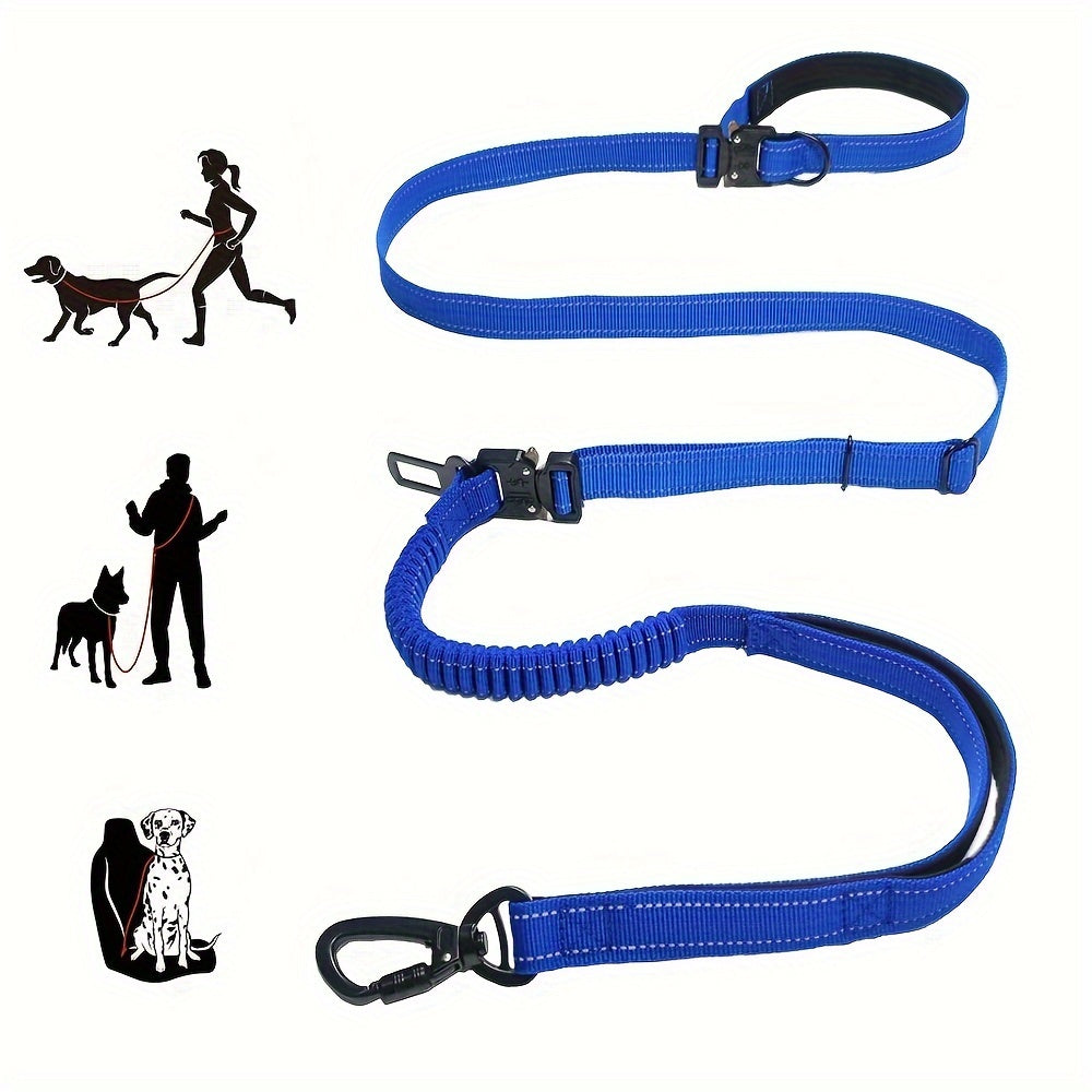 6-in-1 Hands-Free Dog Leash for Medium to Large Dogs 3.05m Striped Polyester Shock Absorbing Bungee