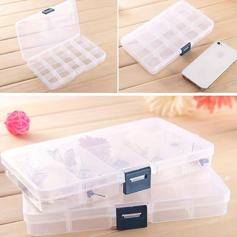 Detachable 15-Grid Clear Storage Organizer for Jewelry Makeup Nails Screws