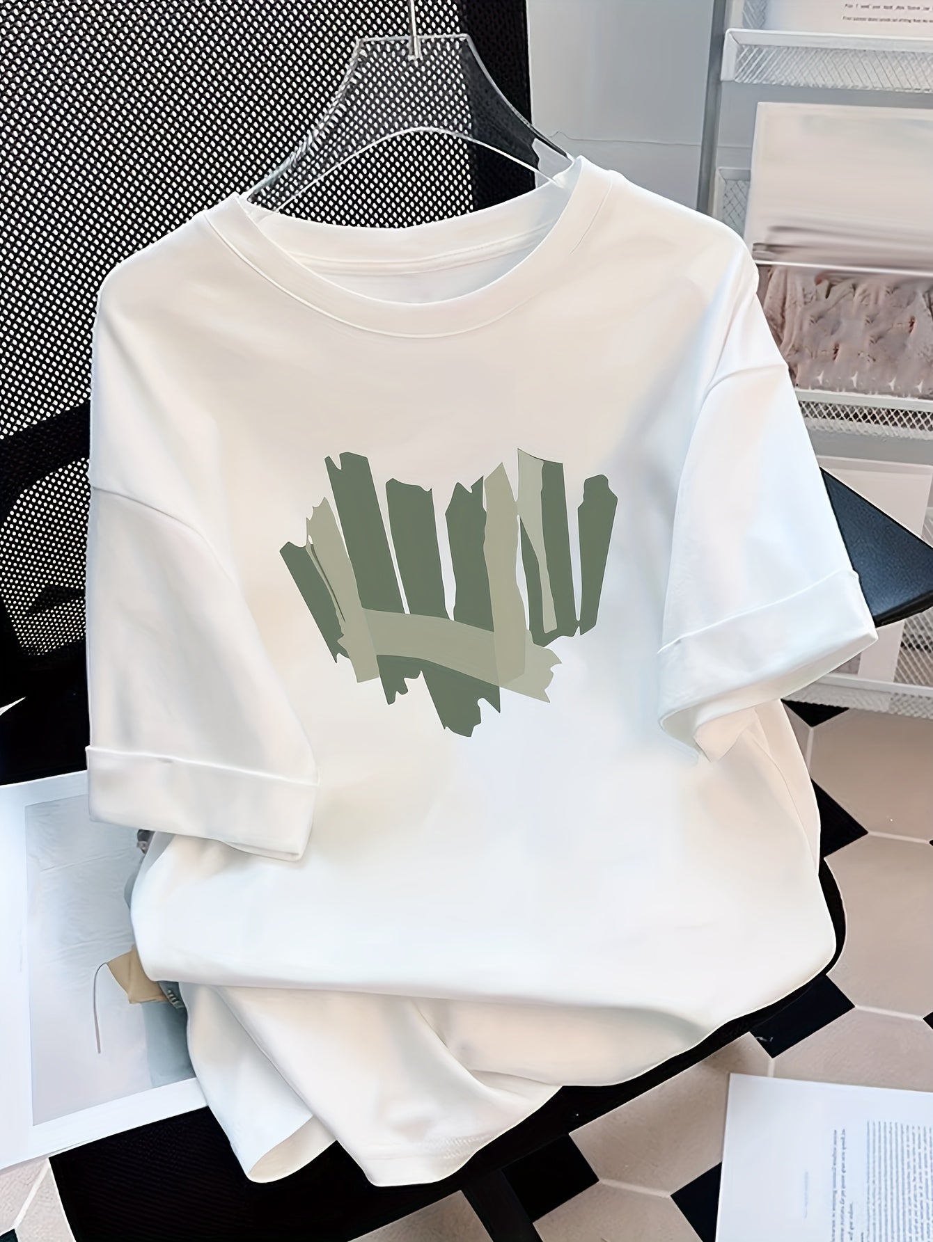 Women's Cotton Short-Sleeve T-Shirt with Cartoon Print for Summer