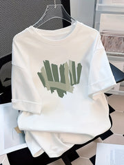 Футболка с коротким рукавом для женщин, приталенного кроя, с мультяшным принтом, изготовленная из чистой ткани, идеально подходит для лета.