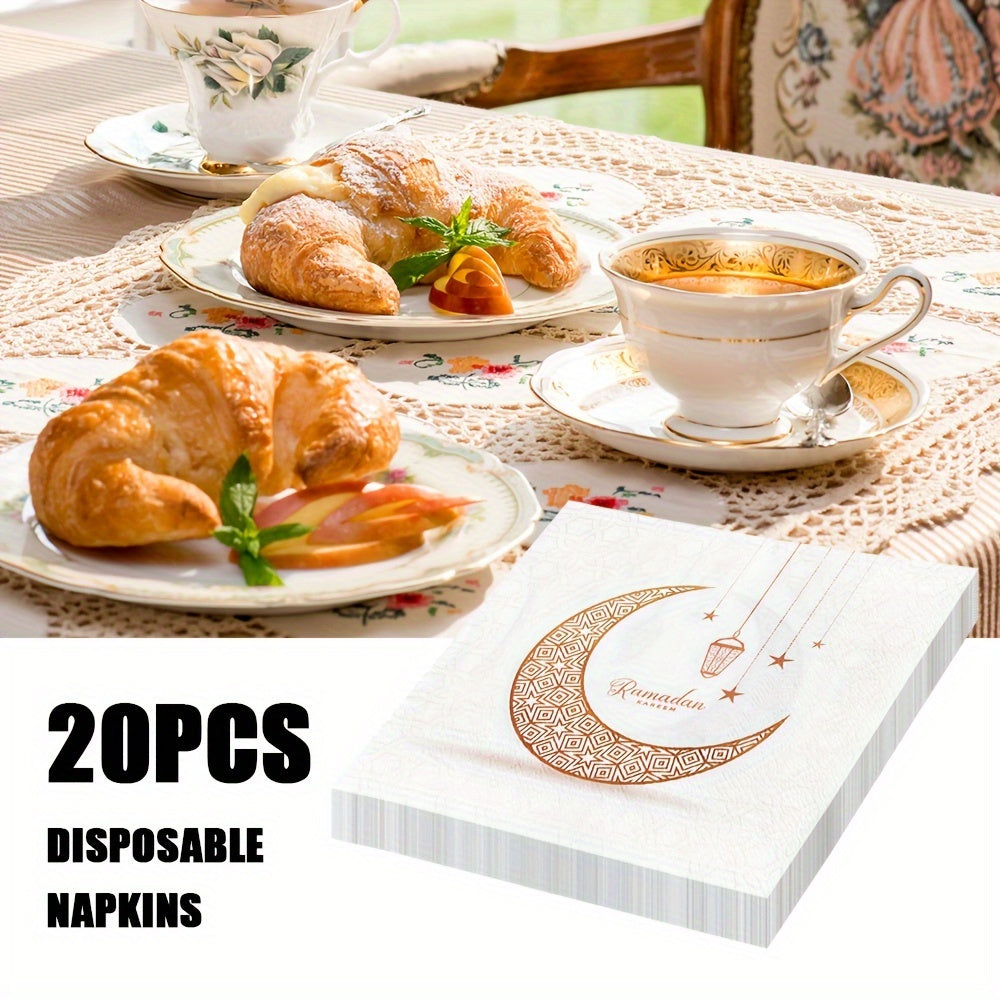 20 Disposable Paper Towels Ramadan Decorations Moons Lanterns 33cm for Parties