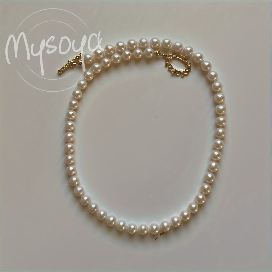 Freshwater Pearl Necklace for Women 5-6mm White Handmade Vintage OT Clasp