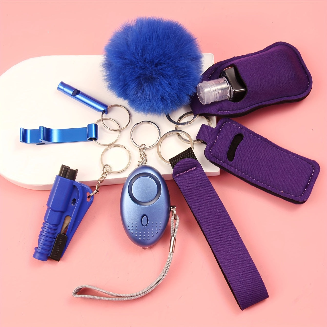 Set of 8 Survival Tools Including Personal Alarm Mini Window Breaker and Whistle in Durable Zinc Alloy