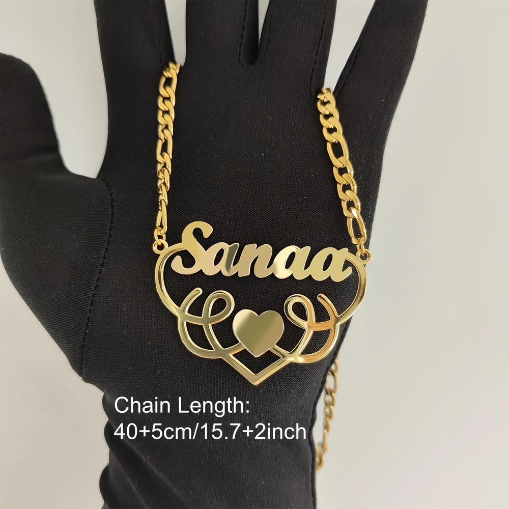 Шикарное персонализированное сердечко-ожерелье - индивидуальный подвеска из нержавеющей стали, идеально подходит для повседневной носки и нарядов - женский модный аксессуар с цепочкой Feagaro, подвеска