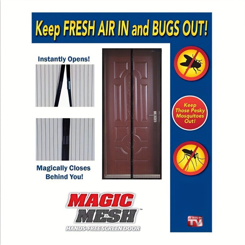 Black Magnetic Screen Door 80cm x 208cm Self-Sealing Heavy Duty Bug Mesh