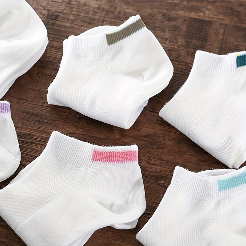 Women’s Striped Ankle Socks 6 Pairs Lightweight Cotton Blend Casual Hosiery