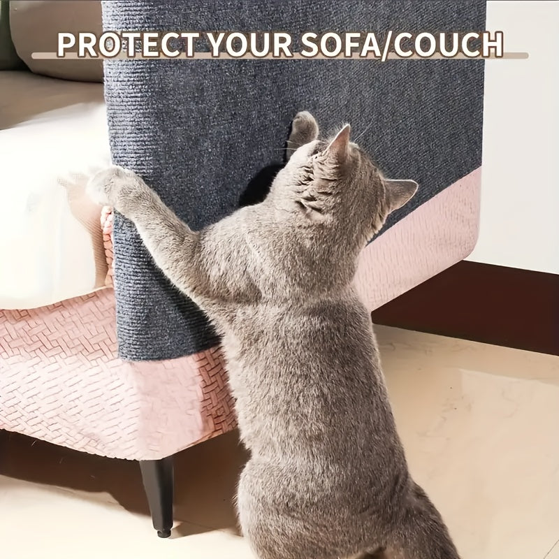 Self-Adhesive Cat Scratching Mat for Sofa Protection Gray Polyester Claw Guard