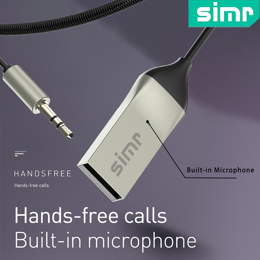 Wireless Car Audio Receiver Adapter with Microphone and AUX Jack