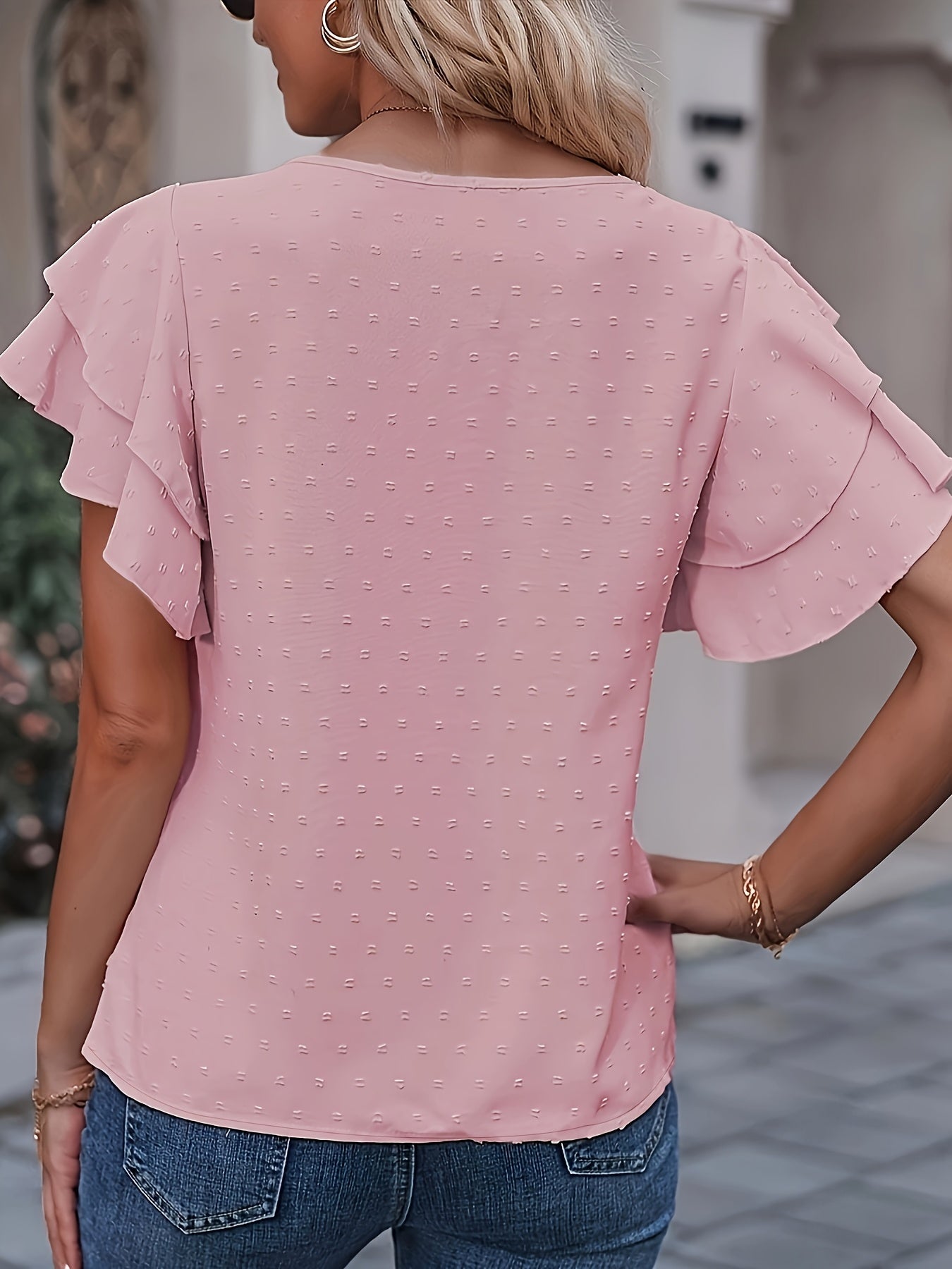 Plus o'lcham ayollar uchun ruffle qolti T-shirt oq bahor yoz kundalik ko'ylak