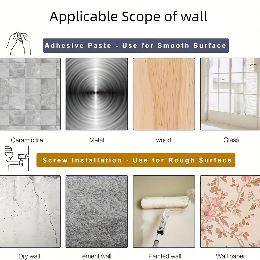 Set of 8 Clear No-Drill Curtain Rod Holders Self-Adhesive Adjustable Hooks