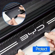 Car Carbon Fiber Door Threshold Stickers Pack of 5 Black and White Protective Trim