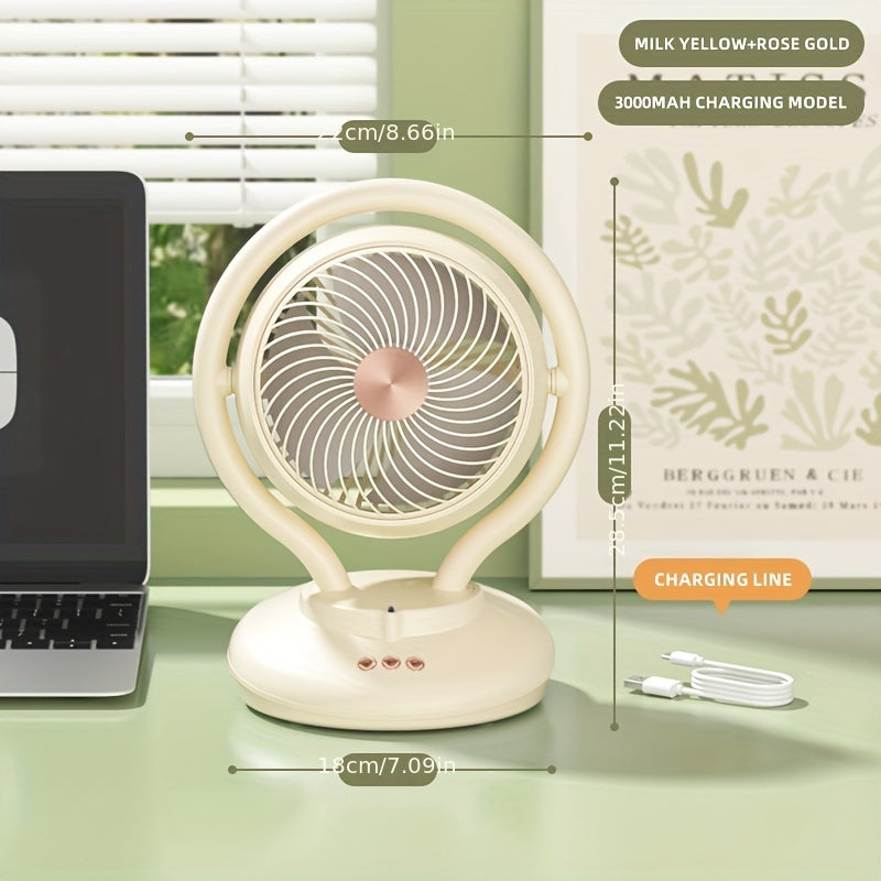 Portable Fan with Oxygen Ion Air Purification, Adjustable Speeds, Timer, Rechargeable Battery