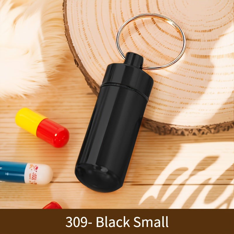 Portable Aluminum Pill Container Keychain Waterproof Small Travel Case
