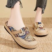 Women’s Slip-On Shoes Floral Pattern Brown Blue Beige Casual Flats