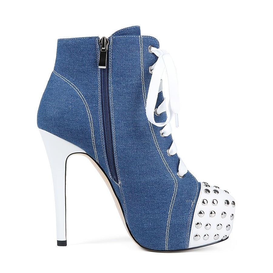 Women's Faux Leather Ankle Boots with Adjustable Strap and Platform Heel