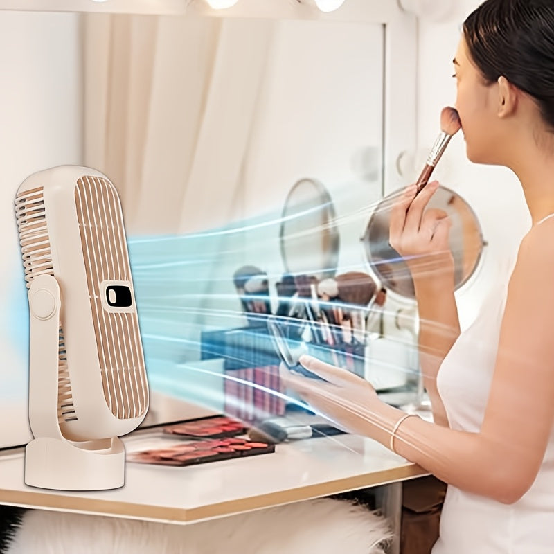 10W portativ USB qayta to'ldiriladigan stol fanasi, tugma boshqaruvi va ichki batareyali