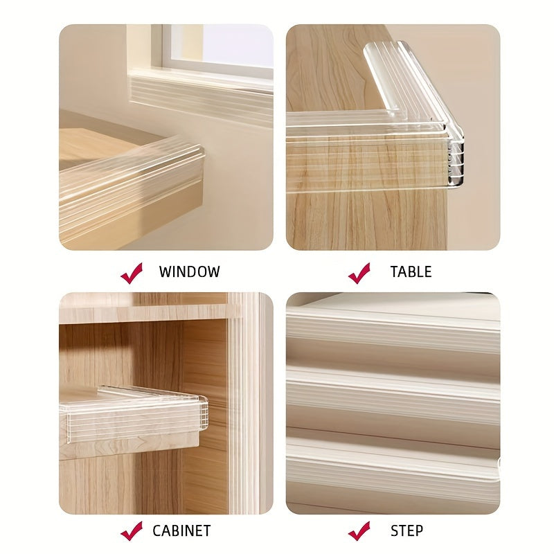 3 ta to'plamdagi Shaffof Polietilen Burchak Himoyachilari, Mebel xavfsizligi uchun Kuchli Yapishqoq bilan Shaffof Qirralar Himoyachilari, Uy himoyasi uchun Iz qoldirmaydigan devor va eshik qirra himoyachilari