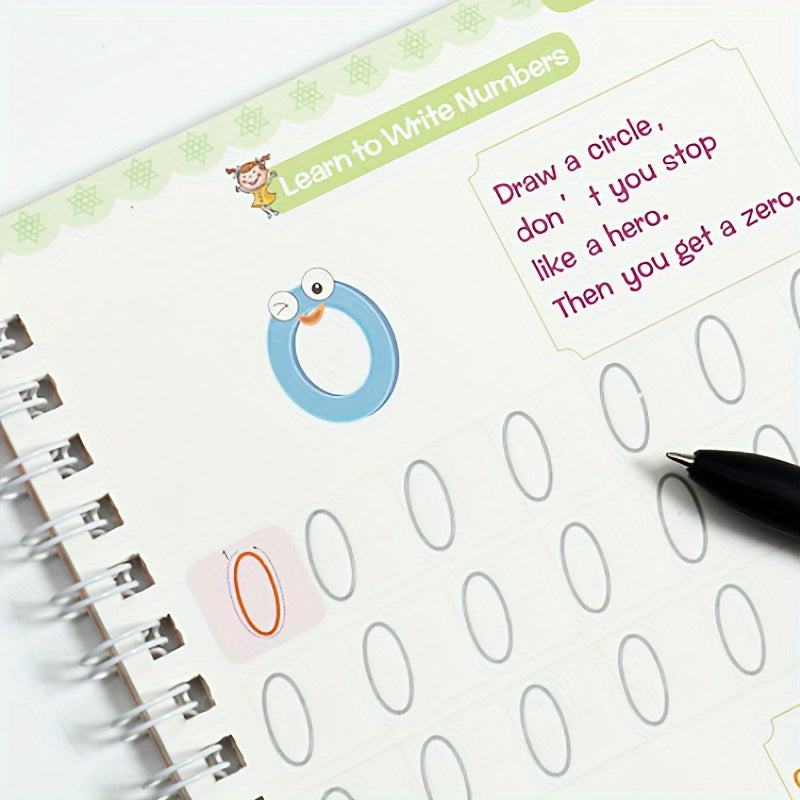 Educational Activity Set for Preschool Children Includes 4 Books, Pen, Refills, and Pen Holder