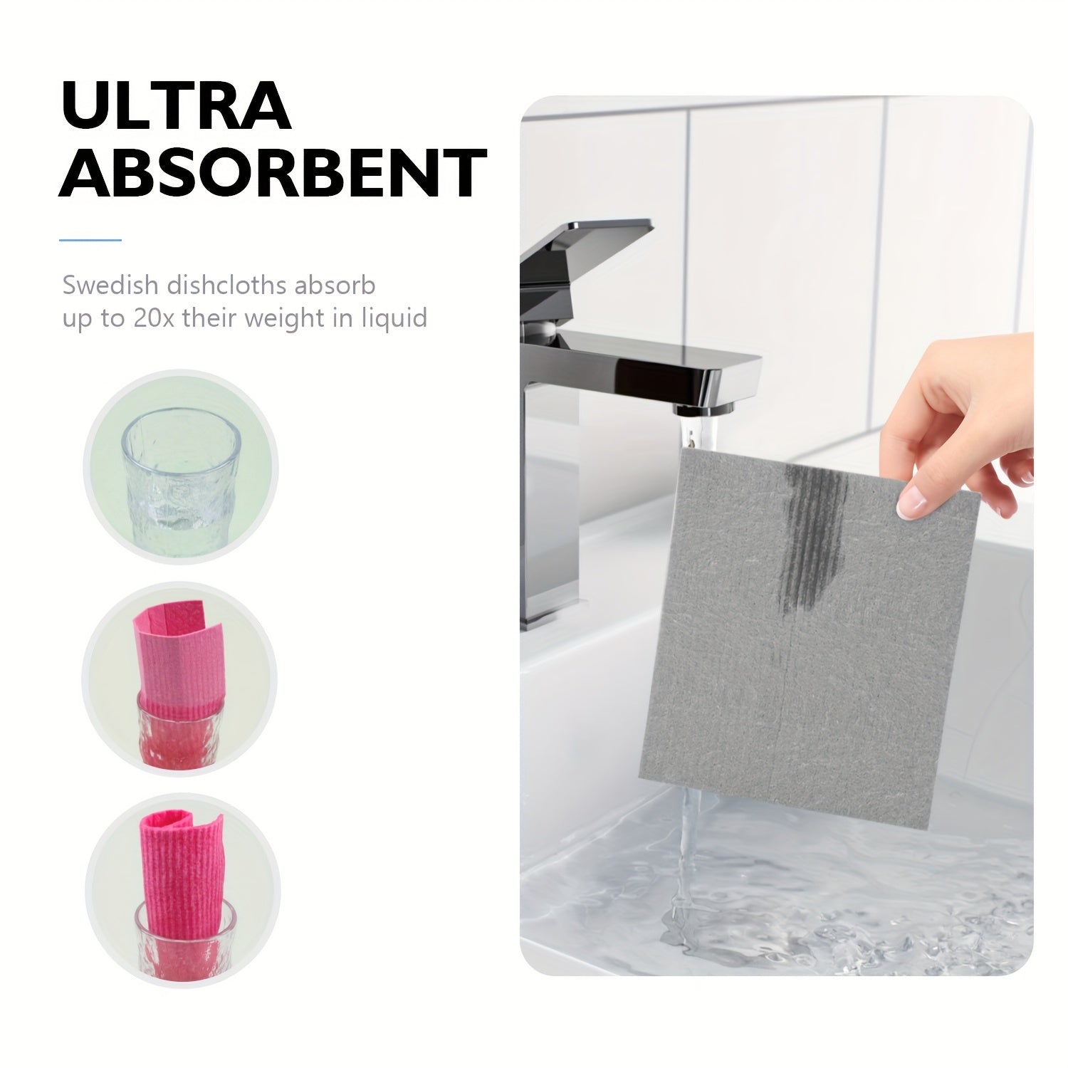 [Mijozlar Sevimlisi] 3, 6 yoki 12 ta Kulrang Shvetsiya Oshxona To'plari - Qayta ishlatiladigan, Kompostlanadigan va Shvetsiya Tolasi Gubkasidan Yasalgan