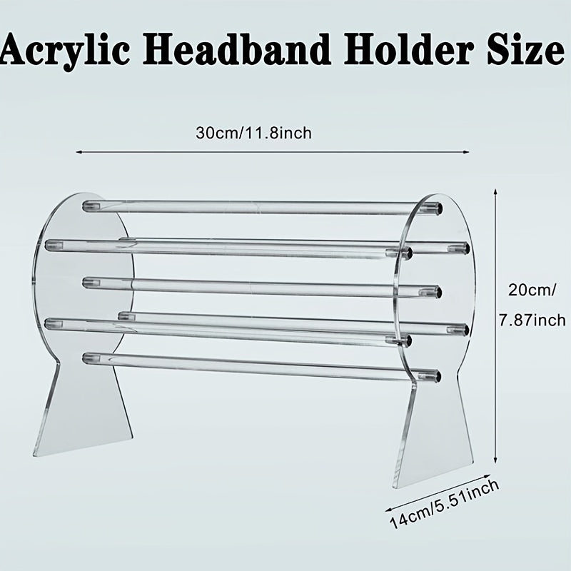 Acrylic Headband Display Stand for Hair Accessories Jewelry and Watches Clear Organizer
