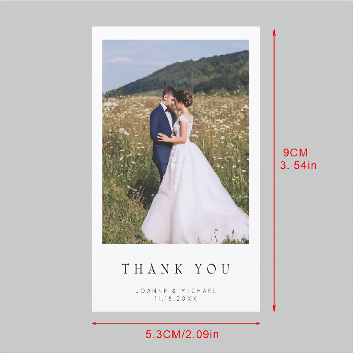 Personalized Wedding Thank You Cards Set of 60 with Photo, Name, Date Elegant Matte Finish for Anniversaries and Gratitude