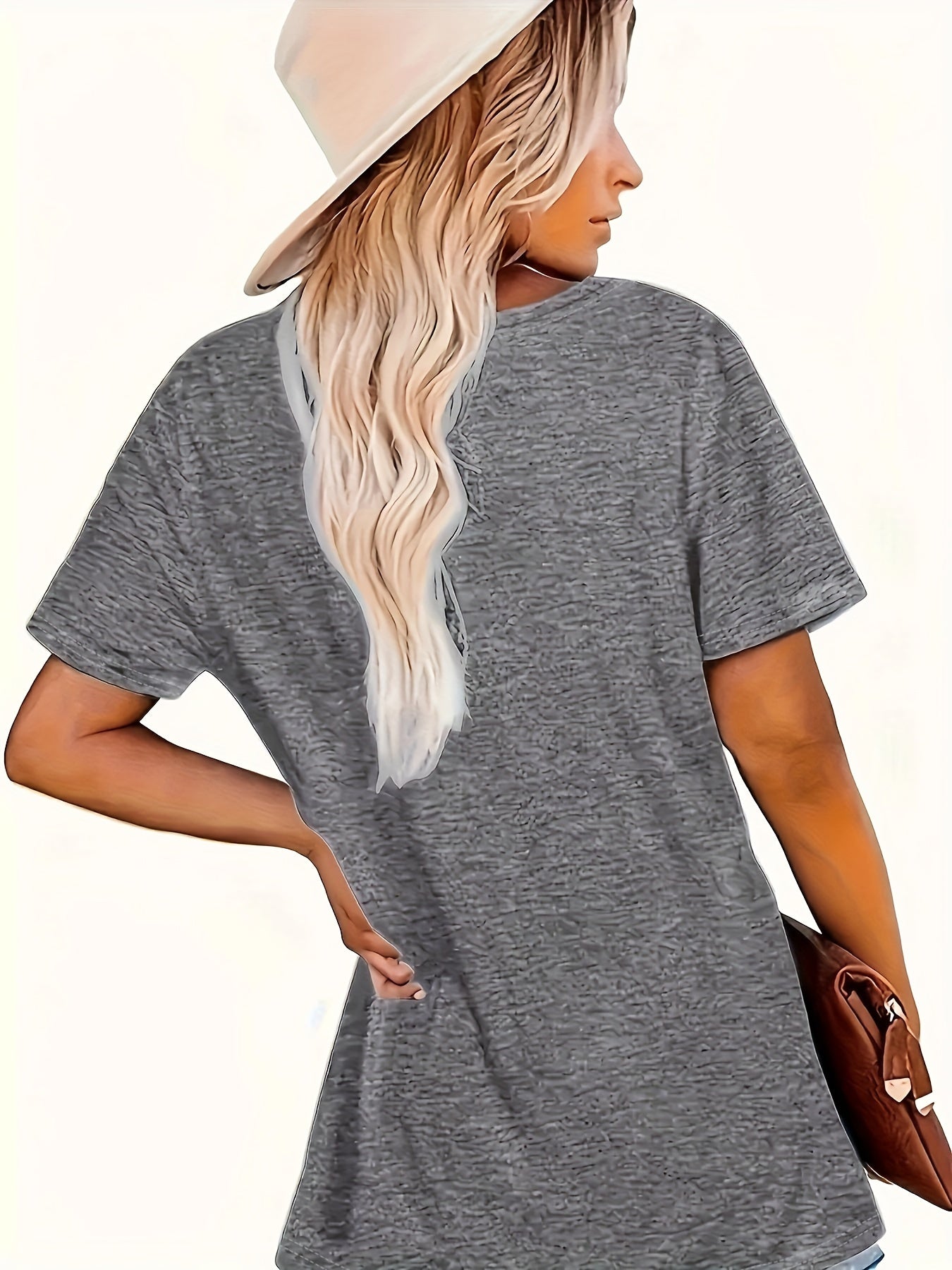 Women Short Sleeve Casual T-Shirt Summer Loose Round Neck Top