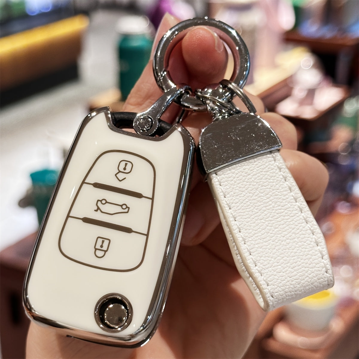 Pink TPU Key Fob Cover with Keychain Lanyard for Car Key Protection