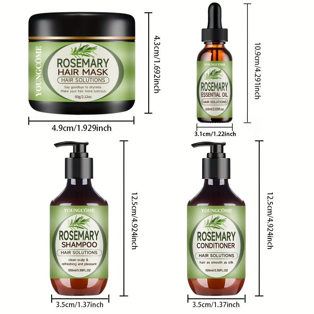Rosemary Mint Hair Care Set Shampoo Conditioner Mask Essential Oil for Moisturizing All Hair Types