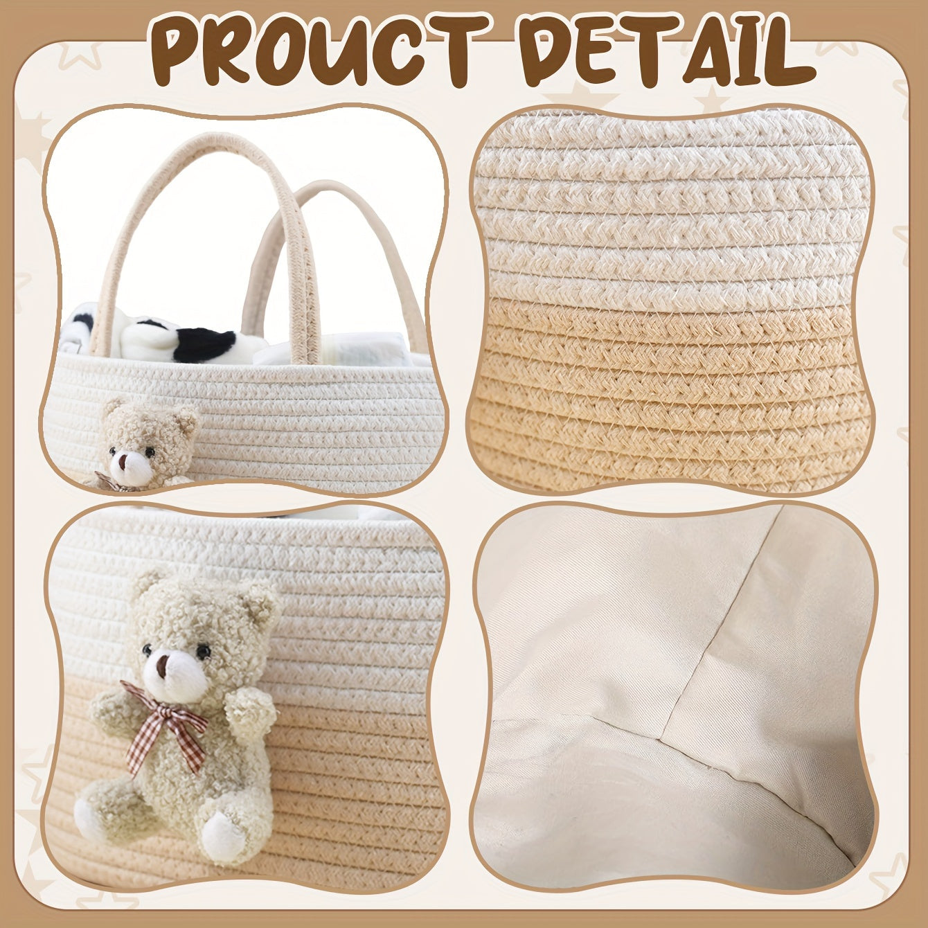 Nursery Diaper Caddy with Handles Storage Basket for Diapers Wipes Toys