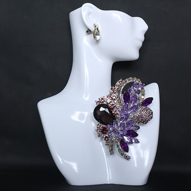 High-End Rhinestone Flower Lapel Pin for Women's Clothing Accessories