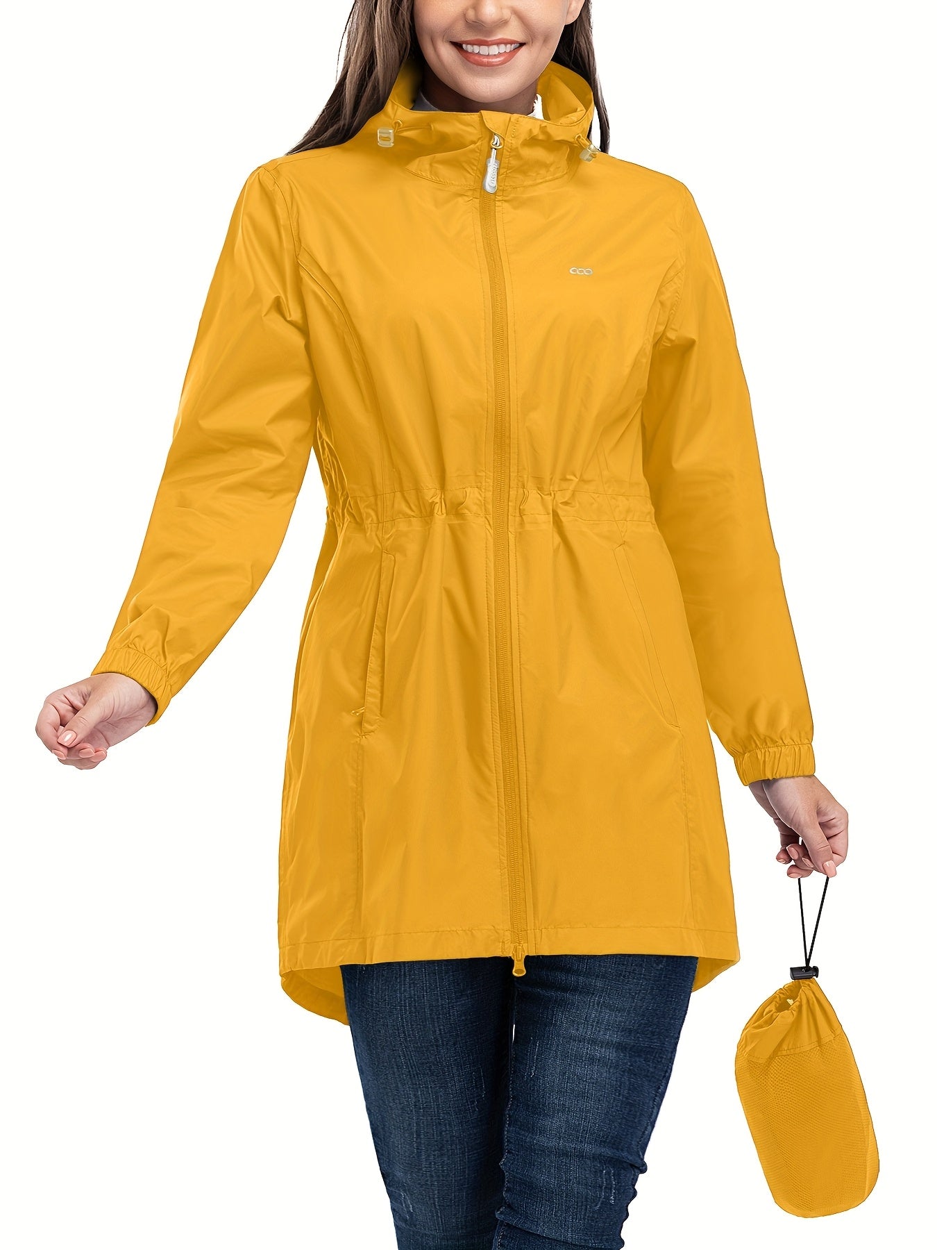 Women's Lightweight Windbreaker Coat Packable Hooded Trench for Golf Hiking