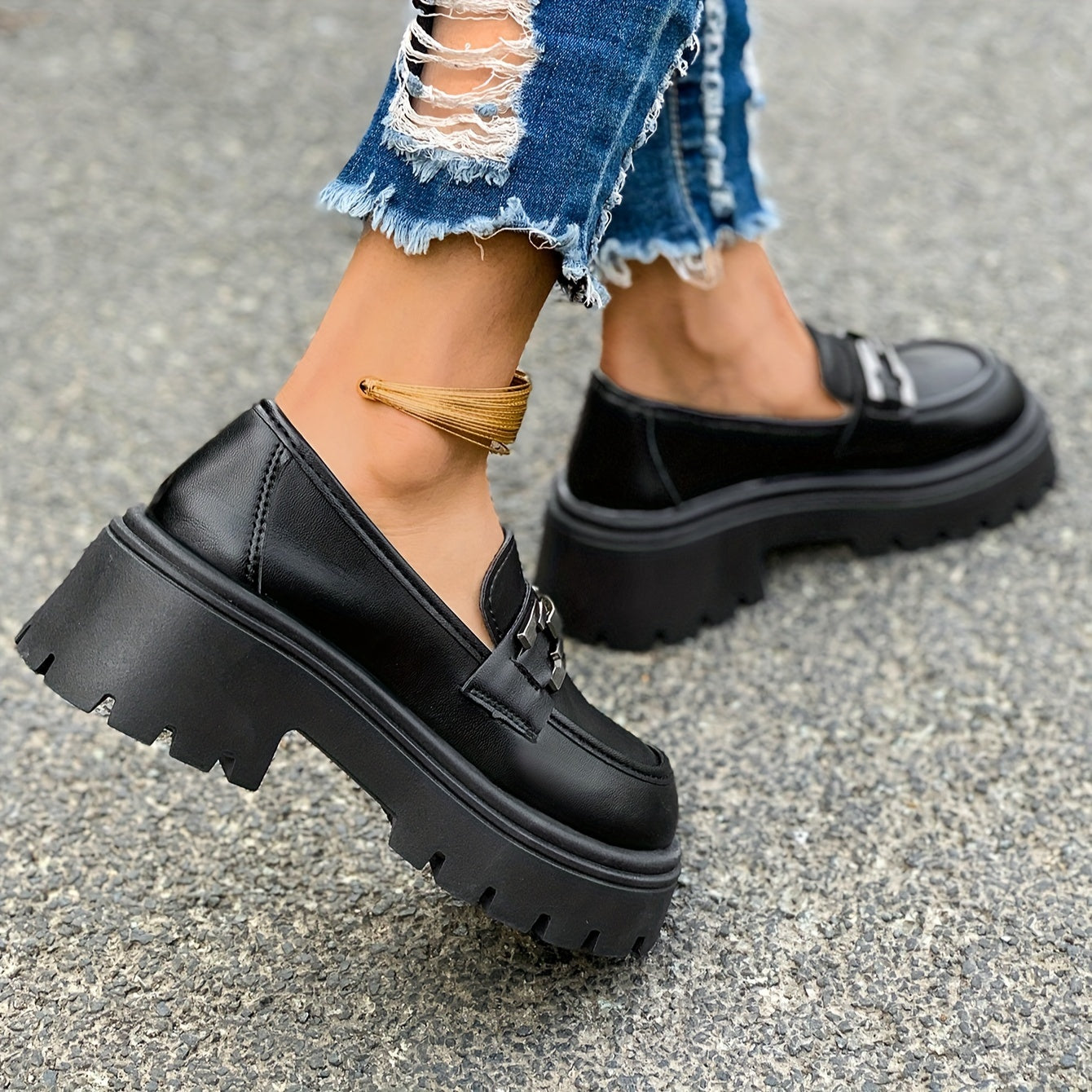 Women's Waterproof Platform Loafers with British-Inspired Design