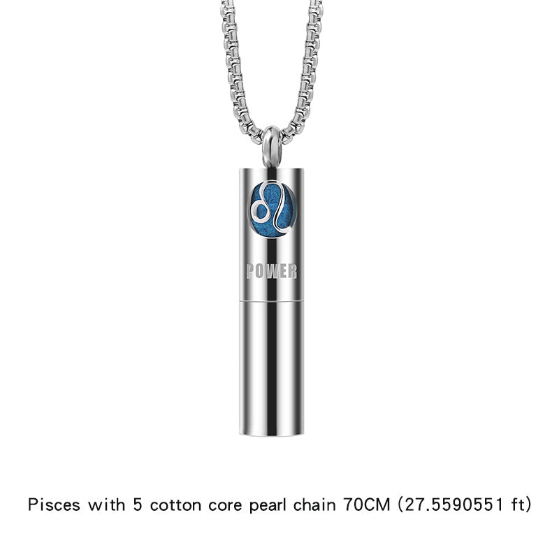 Men's Zodiac Necklace Titanium Steel Pendant Aromatherapy Essential Oil Accessory