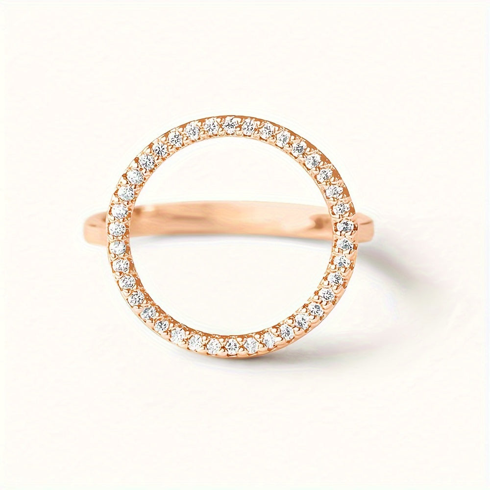 Sterling Silver Gold Plated Zirconia Circle Ring for Women