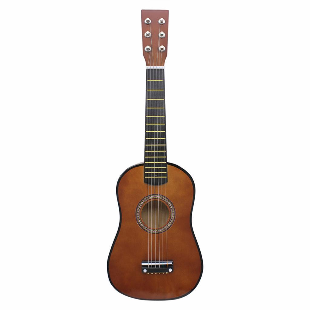 Mini Acoustic Guitar 23 Inch for Beginners Kids Coffee Brown