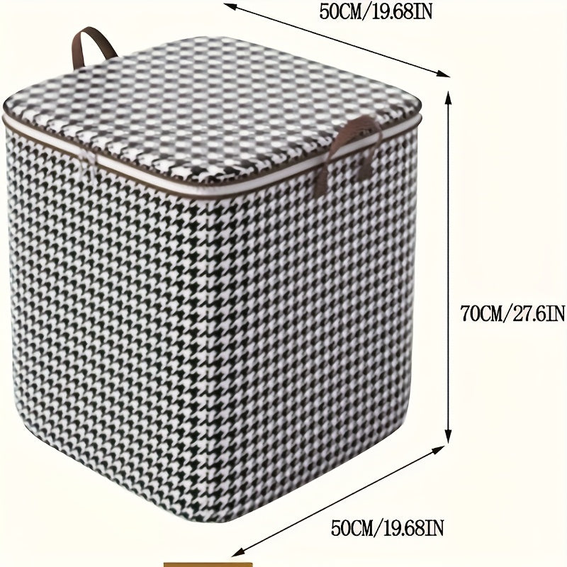 180L Houndstooth Storage Container Waterproof Dustproof with Handles for Clothes and Quilts Under-Bed Organizer
