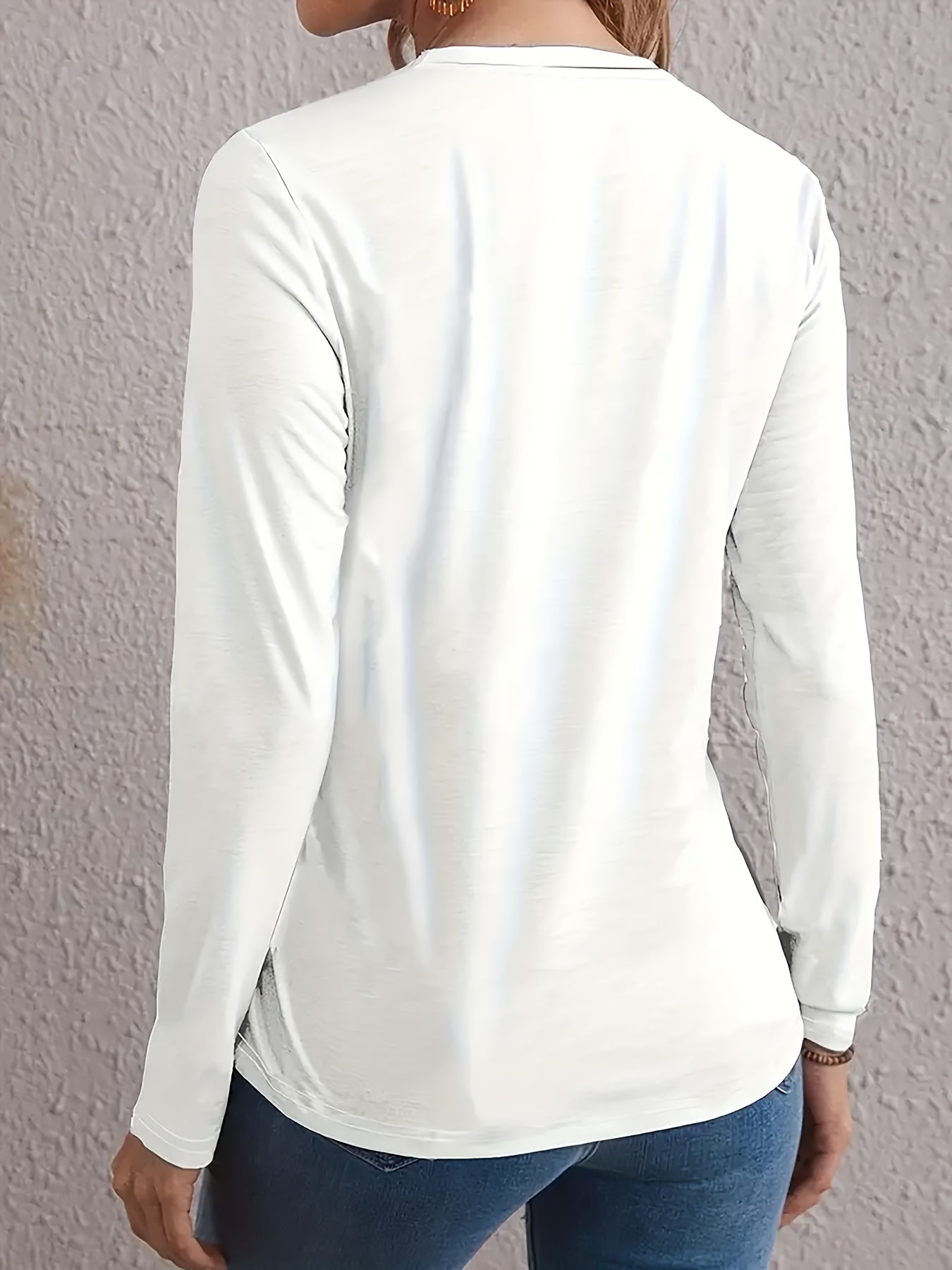 Plus Size Women's Casual Long Sleeve T-Shirt Soft Round Neck Letter Print Top