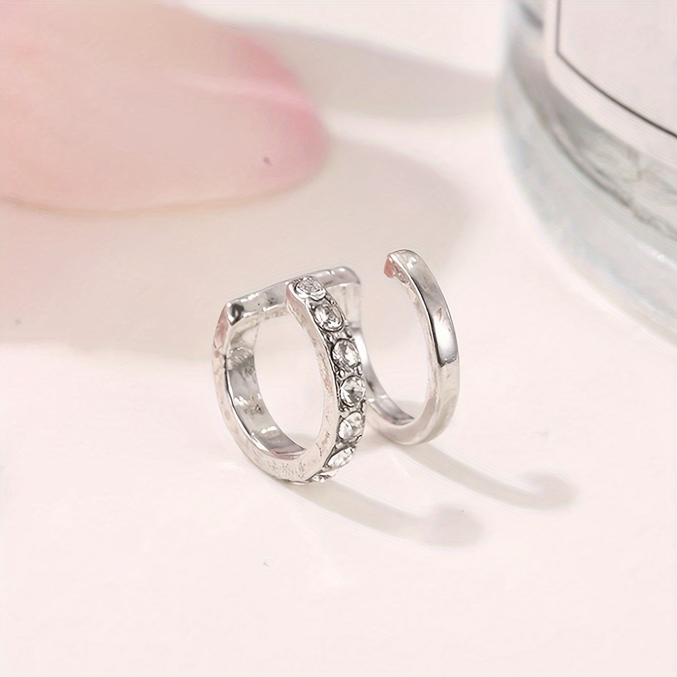 Women's Vintage Double Layer C-Shaped Rhinestone Clip On Earring