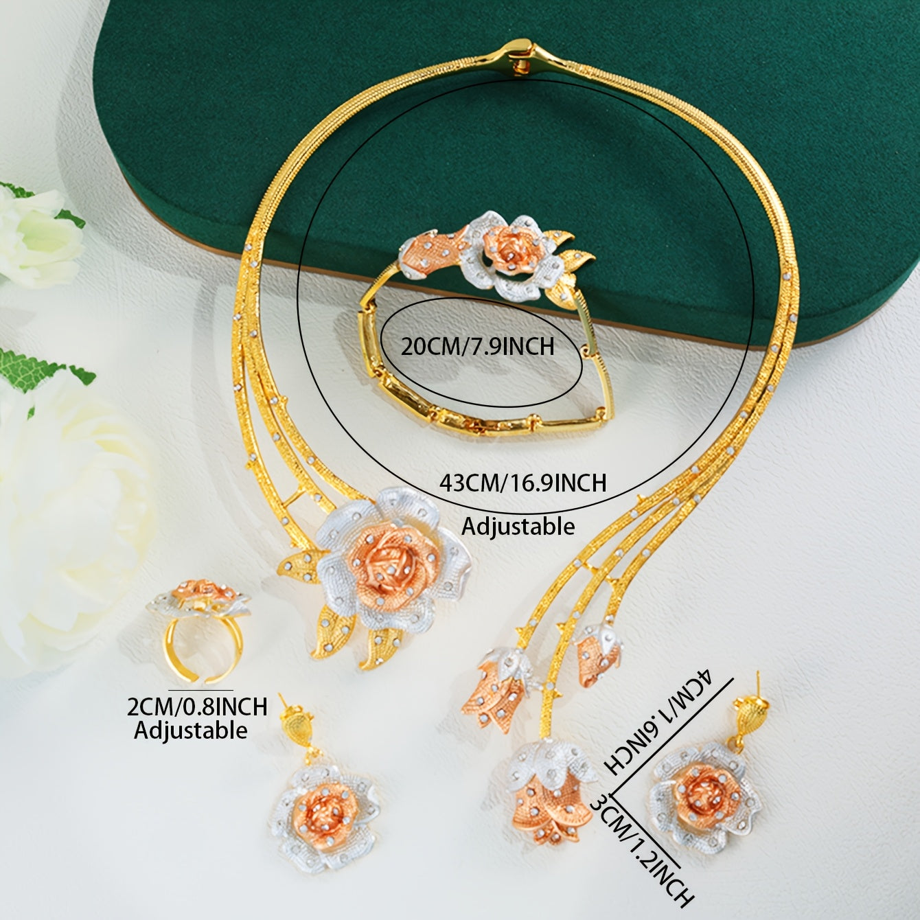 Women's Jewelry Set 5-Piece Rose Gold Valentine's Day Gift for Holiday and Party