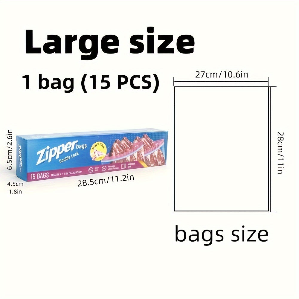 Qalin, ikki qulflangan muhrlangan yangilik sumkalari, klipli yopiq - turli o'lchamlardagi kvadrat idishlar to'plami (15/20/30 ta) muzlatgichda saqlash uchun xavfsiz, ko'p maqsadli foydalanish uchun qayta ishlatiladigan plastik zip sumkalar.