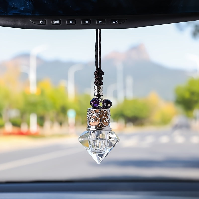Car Fragrance Pendant Crystal Decor Rearview Mirror Accessory Scent Bottle