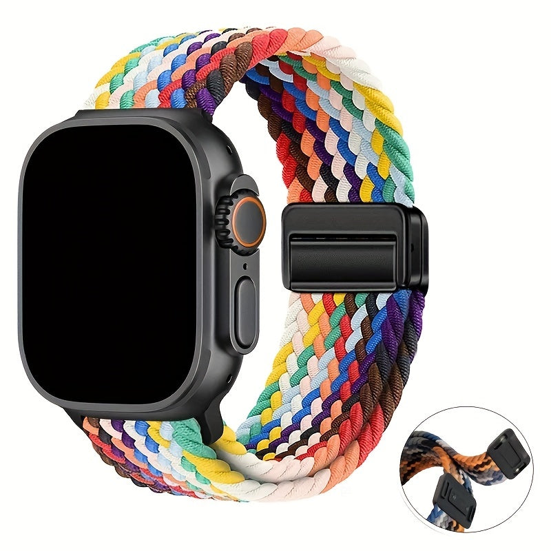 Magnetic Snap Back Nylon Braid Watch Band for Apple Watch