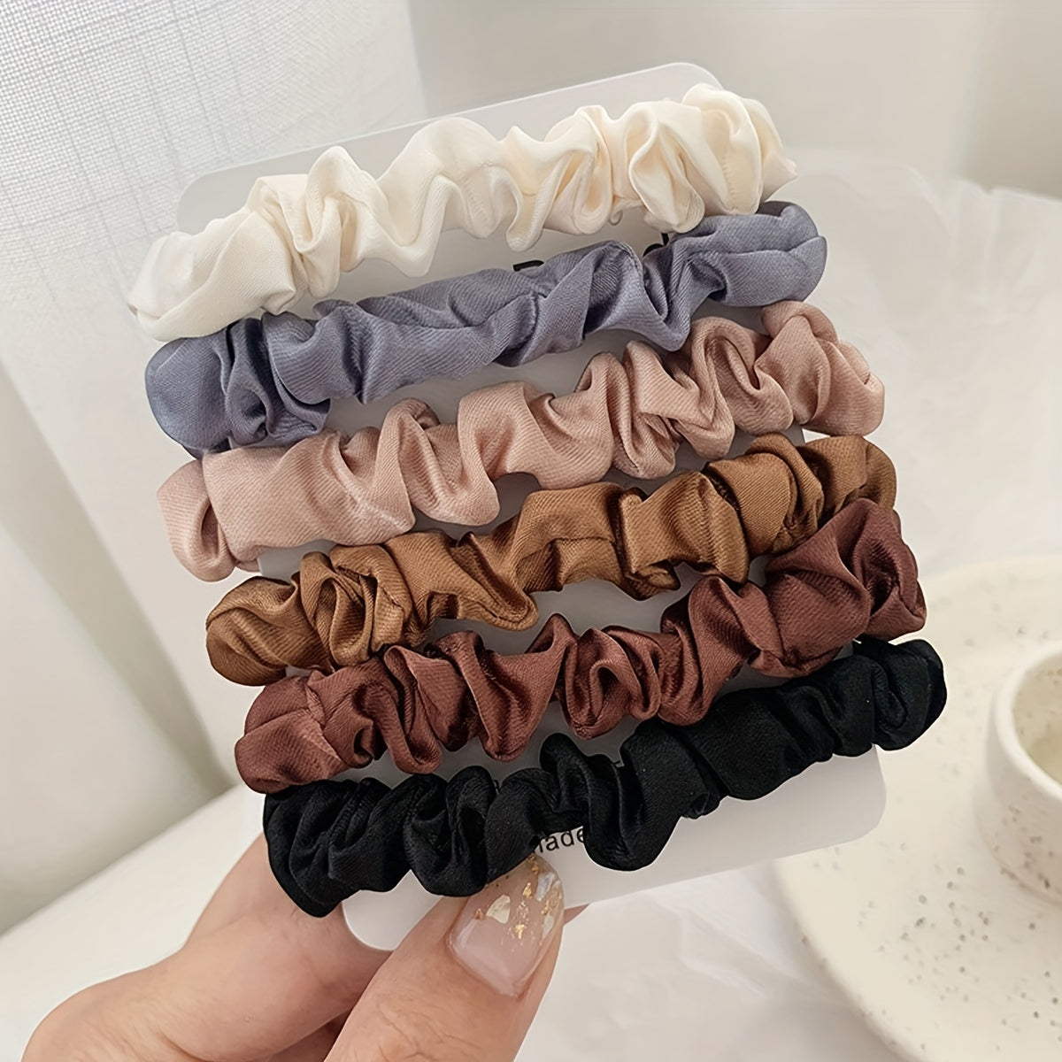 Women Silky Hair Scrunchies Pack of 6 Elastic Hair Ties Hair Accessories