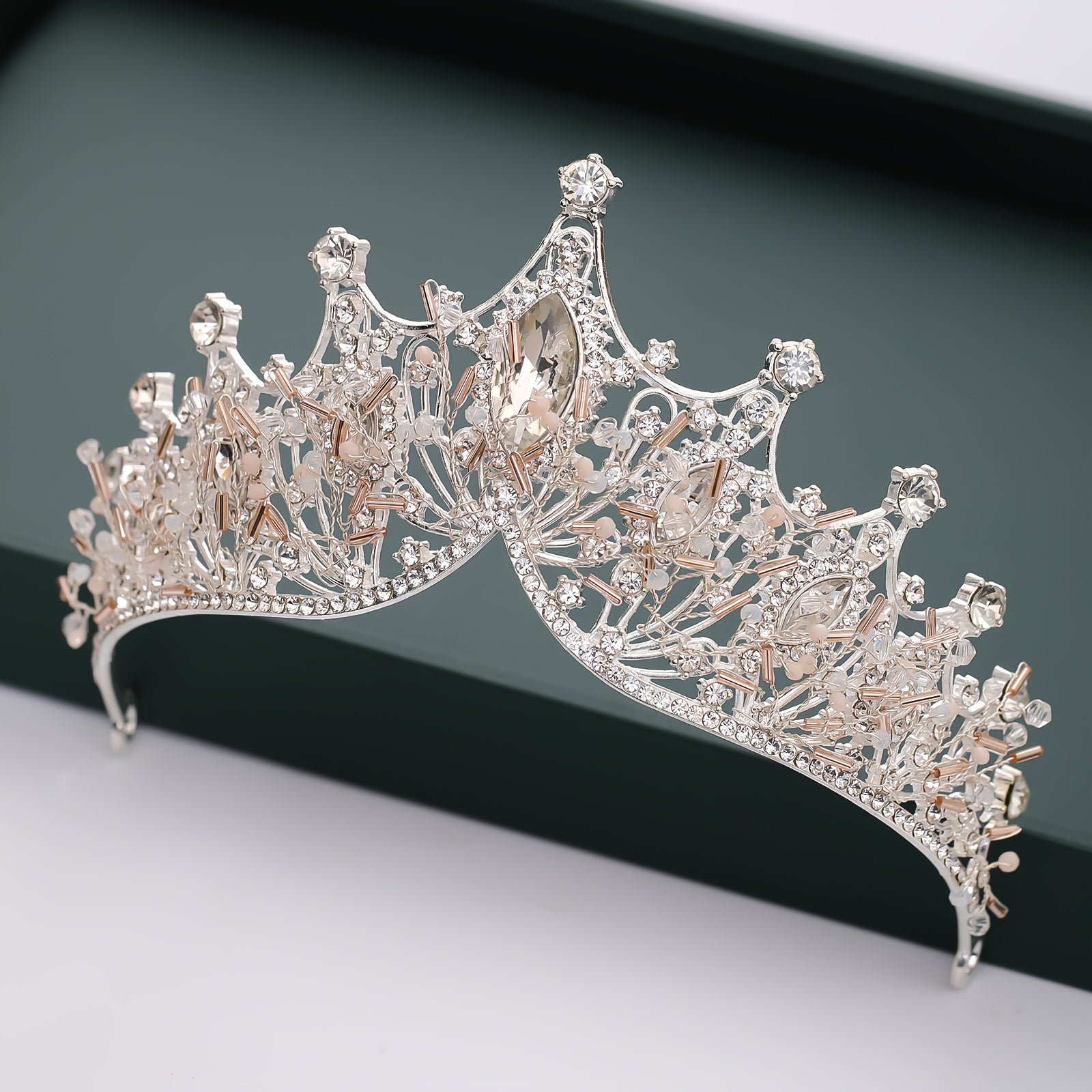 Golden Baroque Queen Crown and Tiara Set for Women Girls Crystal Rhinestones Mermaid Design