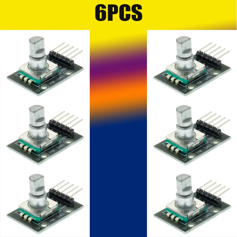 6pcs Rotary Encoder Module KY-040 with Button for Arduino 360 Degree Rotation