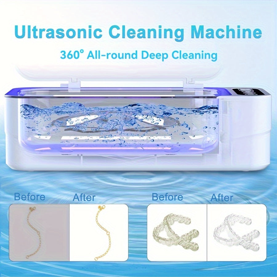 Yuqori chastotali ovoz to'lqini tozalash mashinasi, 360° chuqur tozalash uchun turli xil buyumlar, 220-240V, Evropa ulagichi